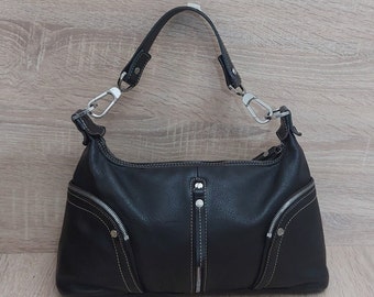 VTG LONGCHAMP Crossbody Leather  Handbag - 90's Luxury Hand Purse/ Antique Front LONGCHAMP Handbag Logo/ Authentic Handbag/ Gift for