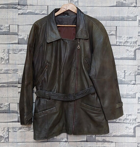 Vintage 90s Leather jacket women Size: 2X/ Antiqu… - image 2