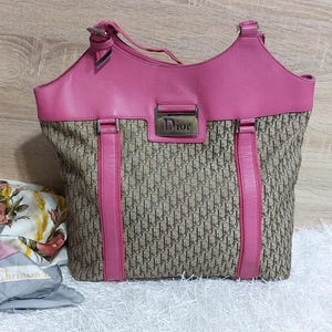 Vintage CHRISTIAN DIOR Trottel Monogramm Umhängetasche - Authentische Christian Dior Leder Canvas Tasche/ Antike Christian Dior Handtasche/ Geschenk Tasche