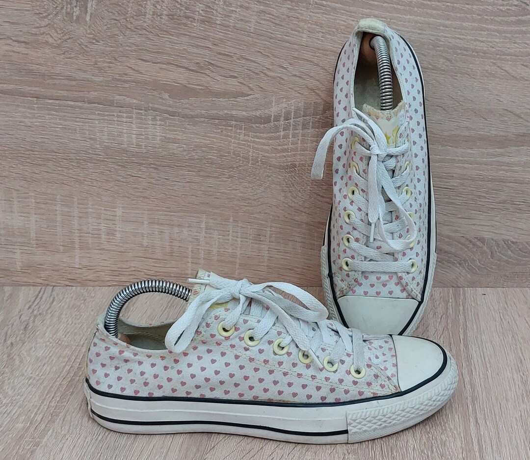 white converse with gold polka dots