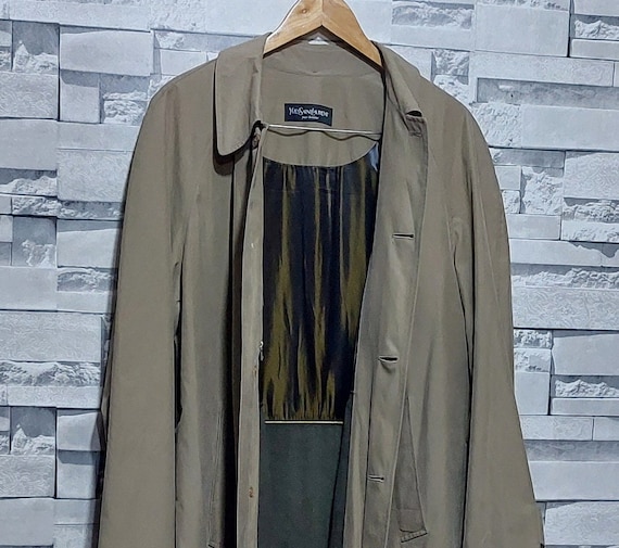 VTG 70s Yves Saint Laurent Trench coat Size: M/ A… - image 1