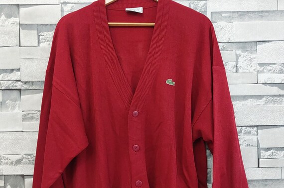 Mens red lacoste jumper cheap