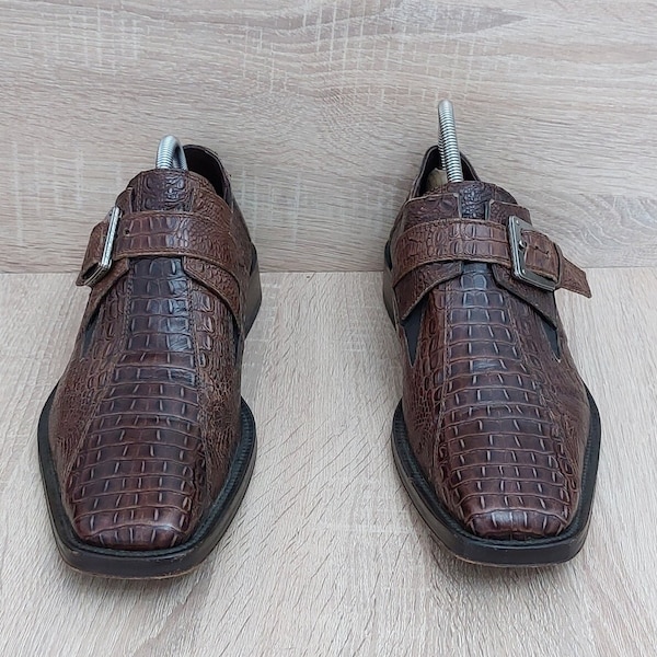 VTG Cesare Paciotti  crocodile Dress Shoes Size:  US 10 | UK 9 / 44 Eur/ Antique Leather  Cesare Paciotti  Sneakers/ Vintage Clothing men
