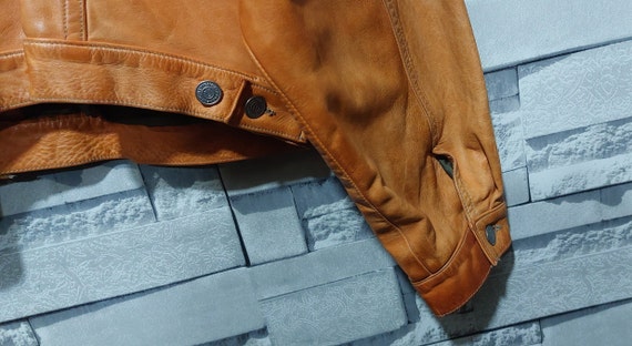 VTG 90s Chevignon Leather Silk Bomber jacket Size… - image 4