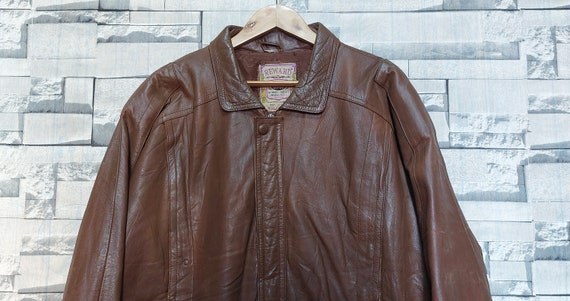 VTG 90s Reward Bomber Leather jacket Size: L/ Ant… - image 3