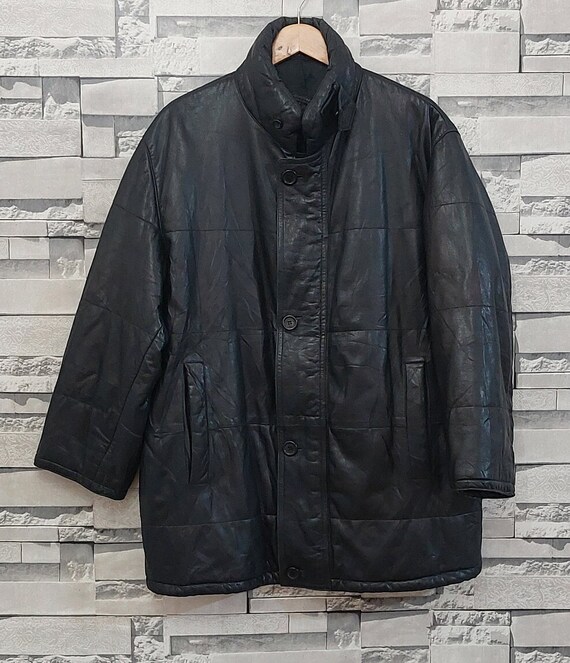 Vintage 90s Burberry Chaqueta de cuero Tama o 50 M Chaqueta de