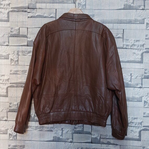 VTG 90s Reward Bomber Leather jacket Size: L/ Ant… - image 5