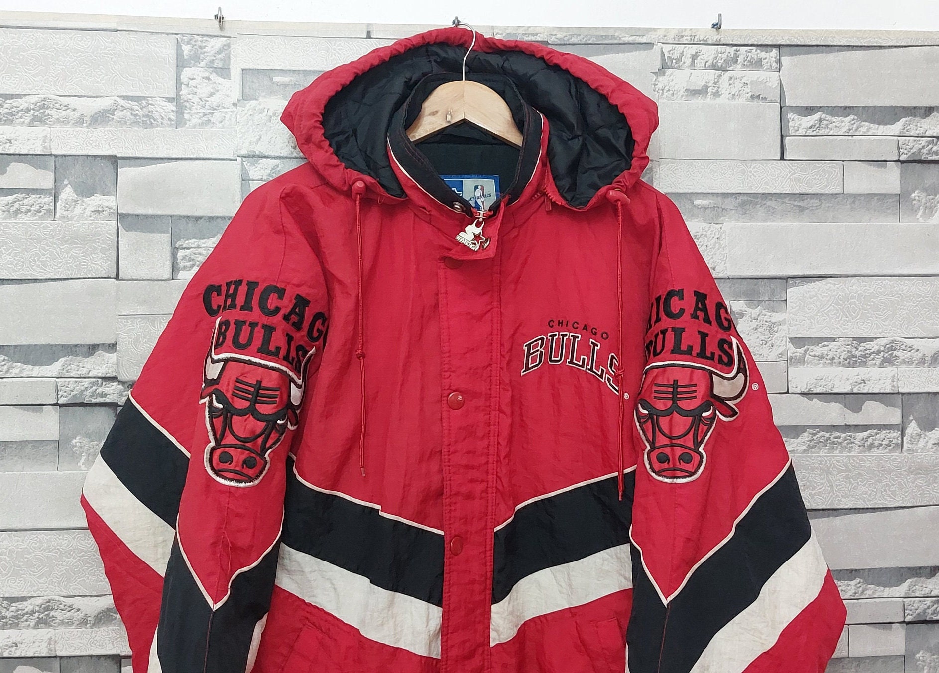 Vintage 1990's Chicago Bulls Jacket Competitor Hooded Full Zip Mens Large