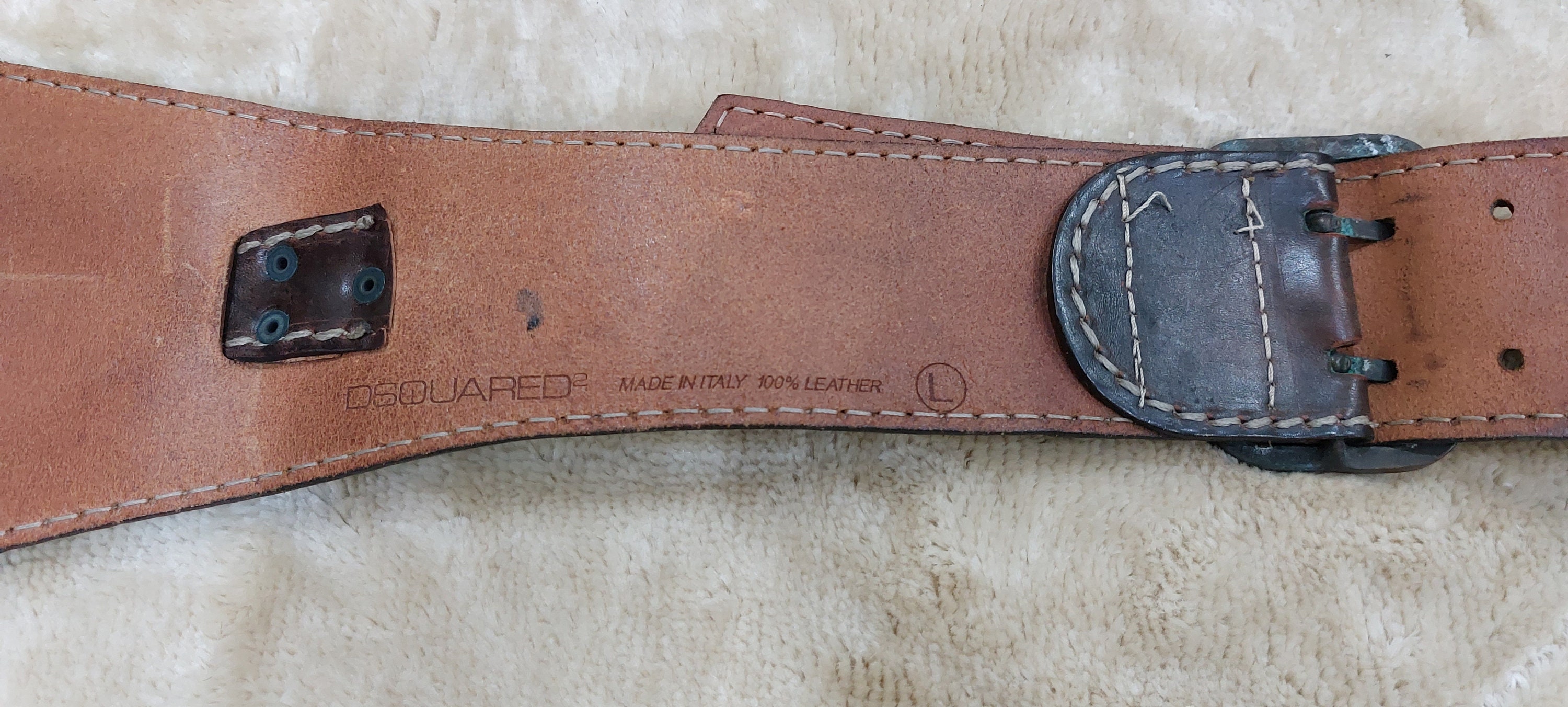 Authentic DSQUARED2 Leather Wide Belt Size: L/ Vintage