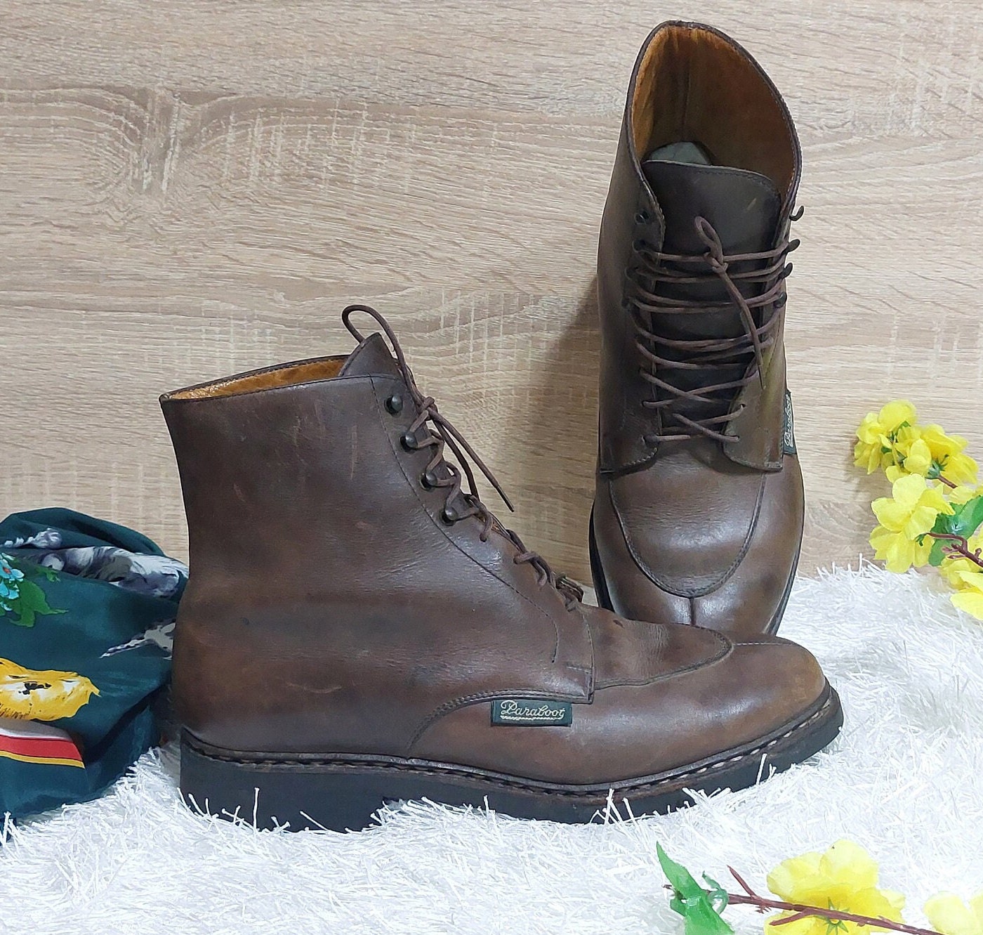 Antique Paraboot Bergerac Boot Burgundy Brown Boots Size UK 8 US 9 41 Eur Vintage Paraboot Boots Antique Retro Paraboot Toe Work Shoe