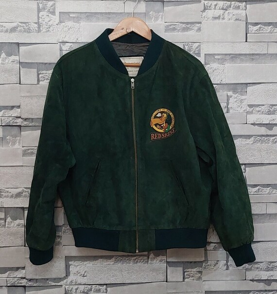 Vintage 90s Leather Bomber jacket Size: M/ Antiqu… - image 3