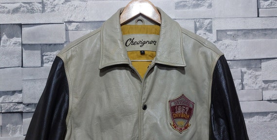 VTG 90s Chevignon Leather Bomber jacket Size: XL/… - image 3
