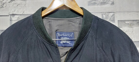 VTG Burberry London Bomber Jacket Full Zip Silk C… - image 2