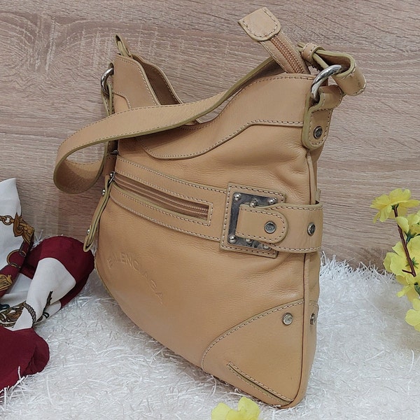 Authentic BALENCIAGA Crossbody Leather Handbag - 90's Luxury Brown Hand Purse/ Antique Front BALENCIAGA Handbag Logo/ VTG Handbag/ Gift Bag