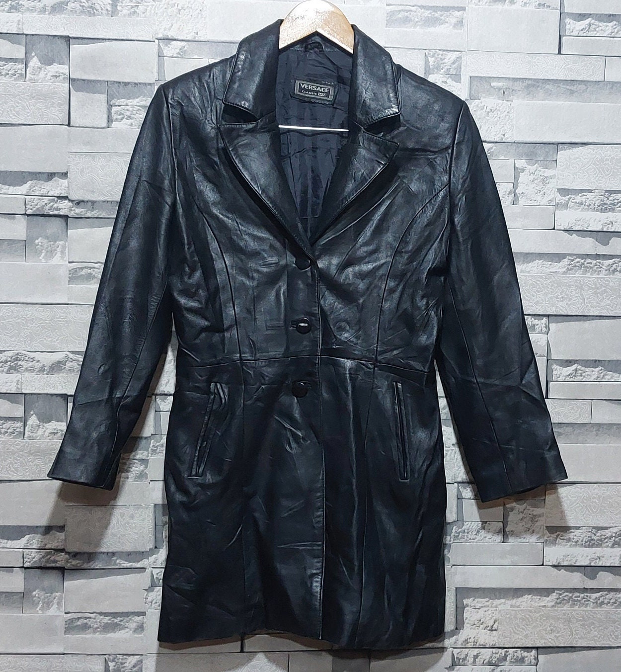 Antique VERSACE Classic V2 Leather Coat Size: L/ Vintage Antique VERSACE Classic V2 Leather Coat Size: L/ Vintage