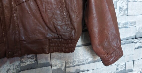 VTG 90s Reward Bomber Leather jacket Size: L/ Ant… - image 4