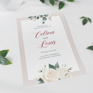 Hochzeit,  Hochzeitseinladung, Einladungskarte elegant, Hochzeitskarte klassisch, Karte mit Wunschtext, individuell bedruckt | H5001