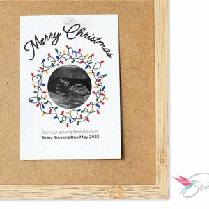 Cartão de anúncio de gravidez personalizado para bebê de Natal, moldura de ultrassom, anúncio de gravidez do marido, anúncio dos avós