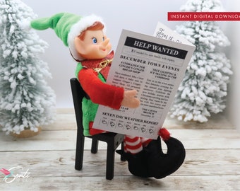 Christmas Elf Printable Newspaper, Elf Kit, Elf Ideas, Elf Accessories, Elf Activities, Elf Props, Elf Last Minute, Elf Doll Miniatures