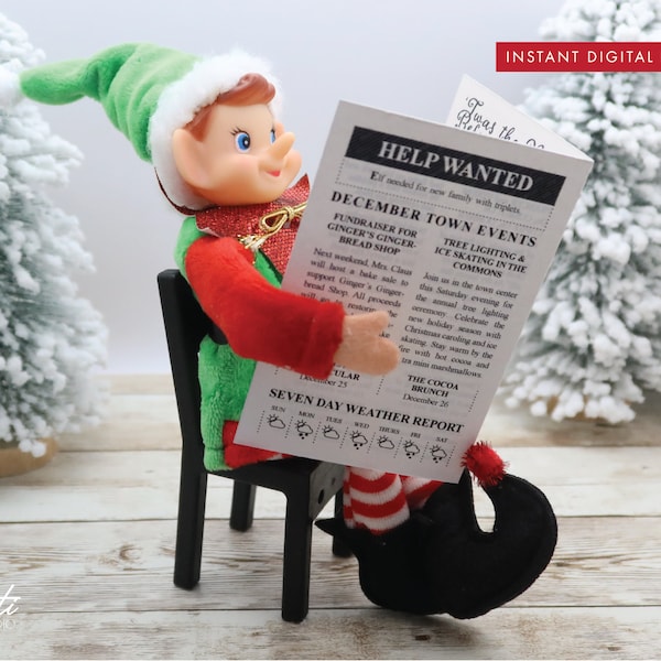 Christmas Elf Printable Newspaper, Elf Kit, Elf Ideas, Elf Accessories, Elf Activities, Elf Props, Elf Last Minute, Elf Doll Miniatures
