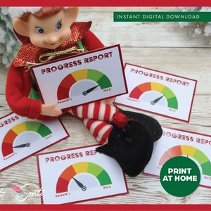 Weihnachten druckbare Fortschrittmeldekarten, Elfenmeldekarte, Elfenset, Elfenideen, Elfenaccessoires, Elfenaktivitäten, Elfenrequisiten