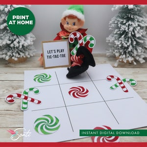 Christmas Printable Elf Tic-Tac-Toe, Elf Games, Elf Kit, Elf Ideas, Elf Accessories, Elf Activities, Elf Props, Elf Last Minute; Elf 2023