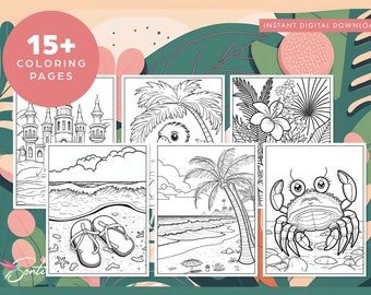 Summer Printable Coloring Pages for Toddlers, Kids and Adults, Summer Activity Pack, Kids Activities, Activity Bundle, Children Worksheets