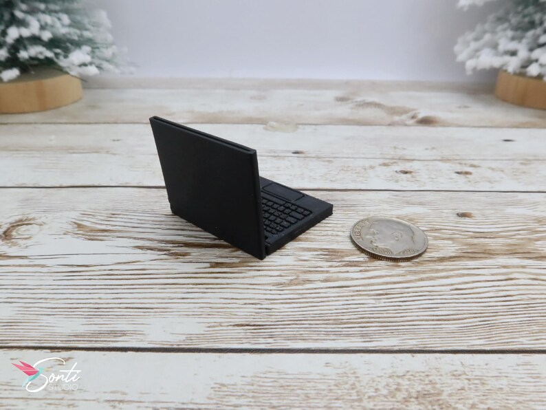1:12 Scale Miniature Laptop With Closing Top, Miniature Computer, Doll ...