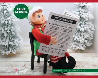 Periódico imprimible de elfos navideños, kit de elfo, ideas para elfos, accesorios para elfos, actividades para elfos, accesorios para elfos, elfo de última hora, miniaturas de muñecos elfos