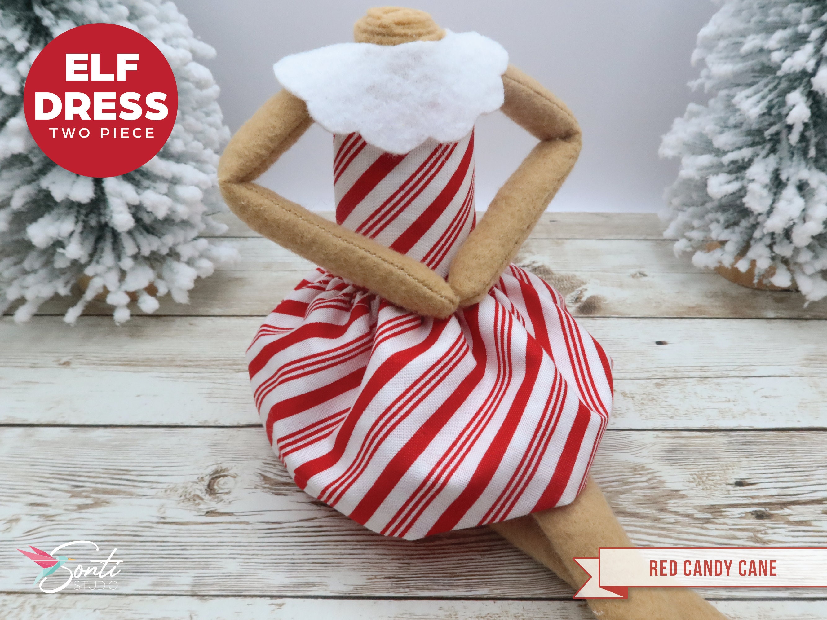 christmas elf dress pattern on the Shelf 18 inch doll