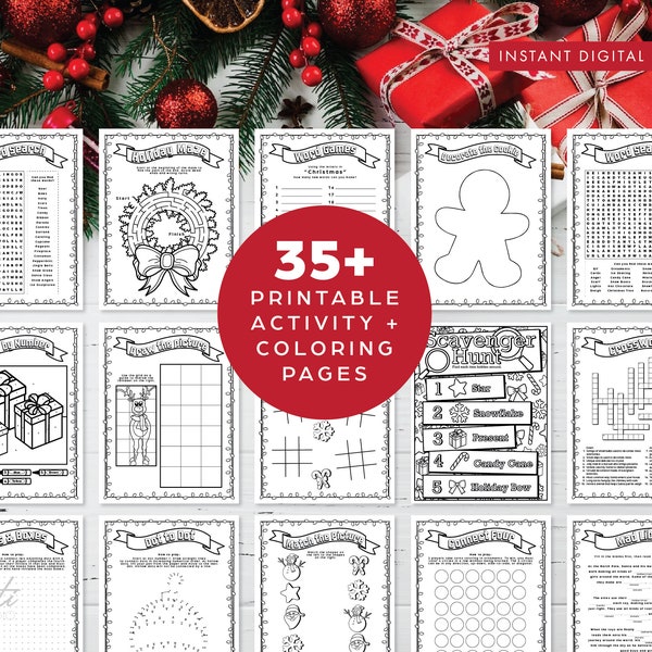Christmas Printable Activity and Xmas Coloring Page Pack, Elf Kit, Elf Ideas, Elf Accessories, Elf Activities, Elf Props, Elf Last Minute