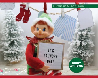 Christmas Printable Elf Laundry Day, Elf Kit, Elf Ideas, Elf Accessories, Elf Activities, Elf Props, Elf Antics, Elf Doll Miniatures