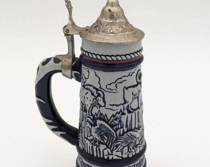 1976 Avon Beer Stein Wildlife Animals Themed With Metal Flip Cover Etsy