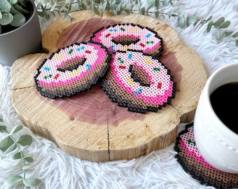 Coasters Donut Perler Pink Sprinkle Donut Pixel Coasters For Donut