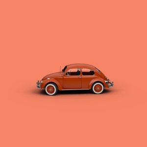 Volkswagen Beetle | Sierra Gold | Car Poster Print | Digital Illustration | Car Print | Printable Wall Art | Modern Art | 3D