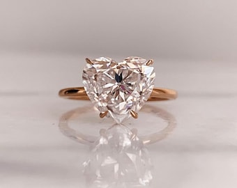Heart Cut Moissanite Diamond Wedding Band 3 Ct Moissanite Colorless Engagement Ring 14K Yellow Gold Anniversary Ring Gift Statement Ring