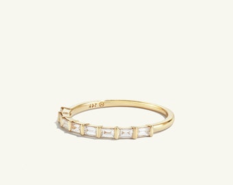 Moissanite Baguette Cut Engagement Ring Half Eternity Moissanite Ring Women Diamond Ring Band For Women Wedding Band Anniversary Ring Gift