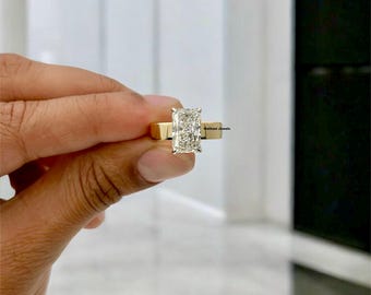 IGI-zertifizierter 4 Karat strahlender Diamant Versteckter Halo Atemberaubender Verlobungsring / besonderer Anlass und Brautgeschenk / Solitärring