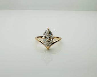 COLLECTION GOODS Marquise Cut 1.5 Karat IGI zertifizierte seltene Labor gewachsen Diamant Solitär Verlobungsring 585 Gold, perfekte Geschenk zum Jahrestag