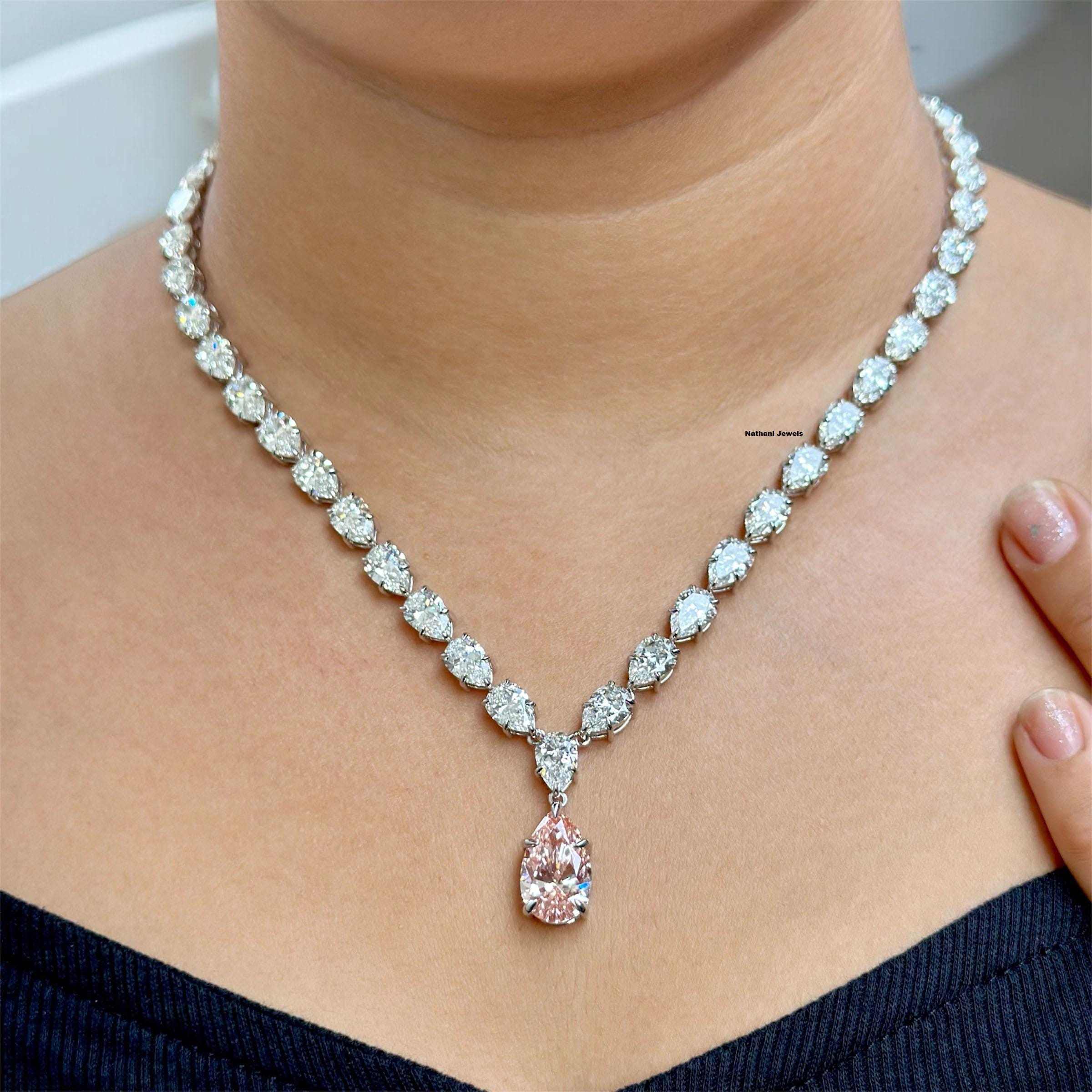 14K Gold Certified Pear Shaped Lab Grown Diamond Elegant Bridal Jewelry /Perfect Necklace For Wedding Gift /Stunning Gift For Beautiful Wife