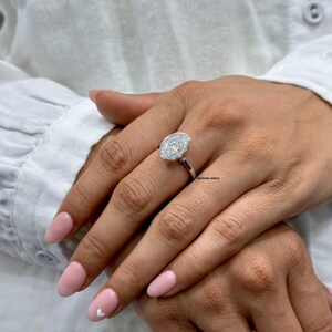 14K White Gold Solitaire Ring / Classic Oval Moissanite Diamond Wedding Ring / Perfect Engagement Ring For Girl / Romantic Gift For Fiance