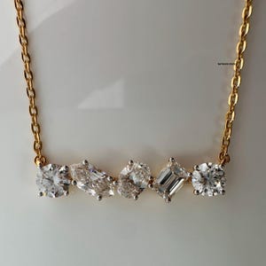 Moissanite Diamond Necklace / 14K Yellow Gold Dainty Pendant Necklace / Timeless Design For Special Occasions / Classic Minimalist Necklace