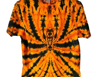 CAMISETA TIE DYE con araña naranja, talla pequeña para hombre