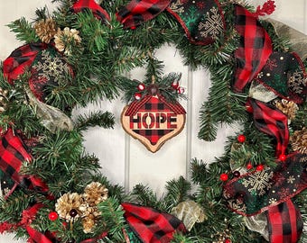 Red Buffalo Check Pine Christmas wreath
