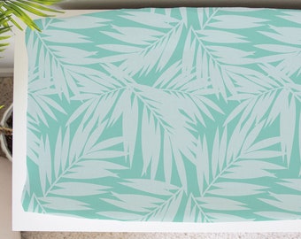 Teal Coconut Palm Leaves Baby Changing Pad Cover