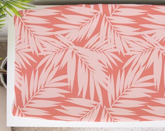 Coconut Palm Leaves Coral Baby Changing Pad Cover