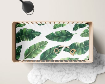 Modern Boho Banana Leaves Baby Crib Sheet