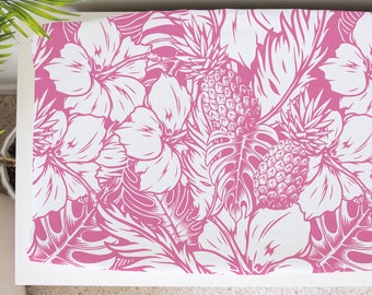 Hibiscus Pineapple Pink Baby Changing Pad Cover
