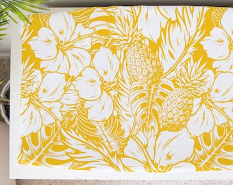 Hibiscus Pineapple Yellow Baby Changing Pad Cover