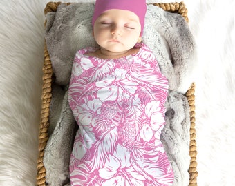 Hibiscus Pineapple Pink Swaddle Blanket